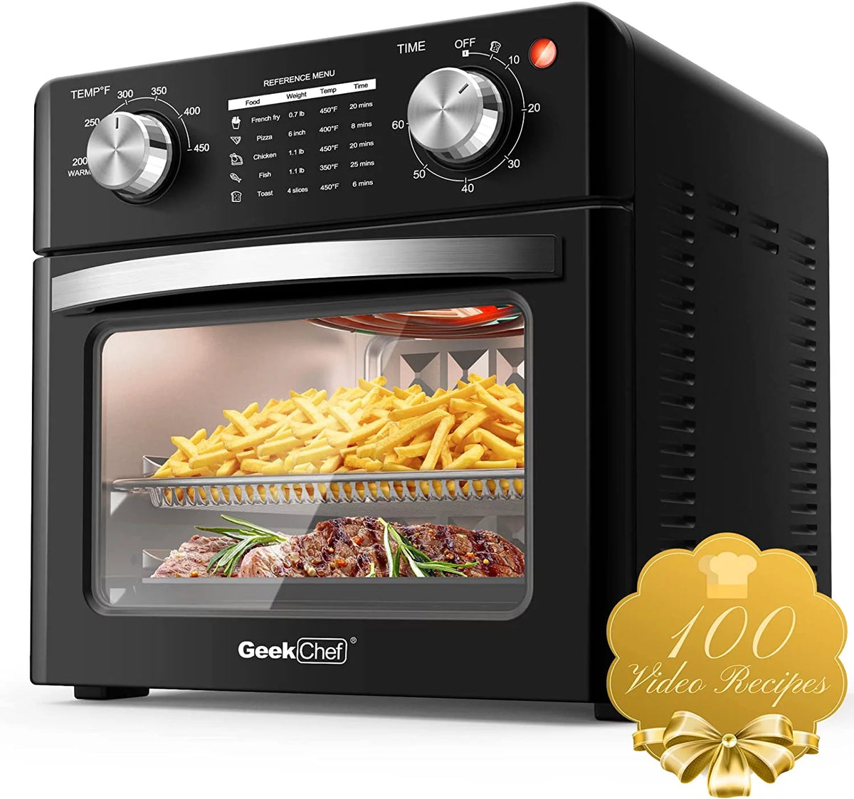 10 Quart Black Air Fryer Toaster Oven W845