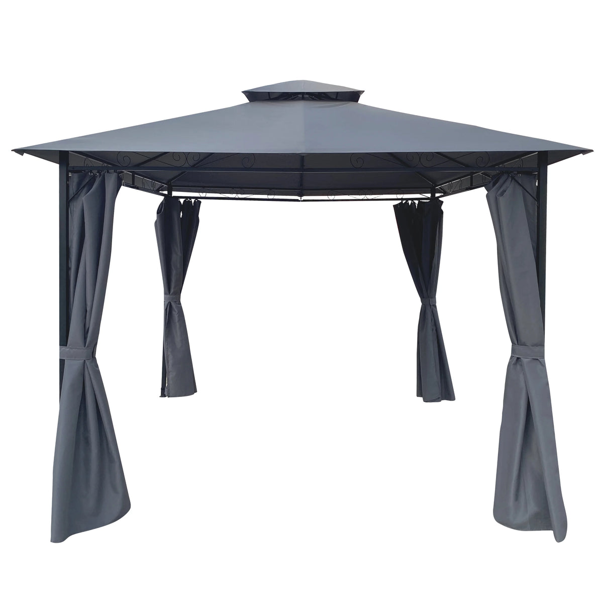 Gray Gazebo Canopy With Curtains Q7797