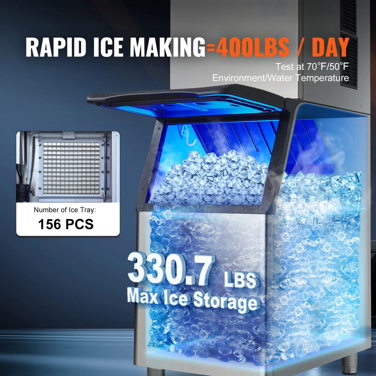 Commercial Ice Maker with 30.7 lb Storage Container Z9379