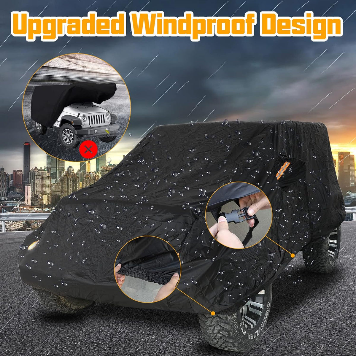 2 Door Full Car Cover with Driver Door Zipper I75010