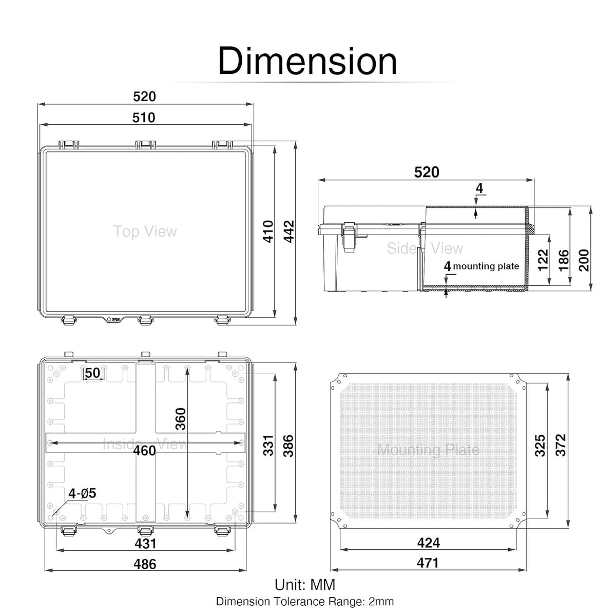 Junction Box with Mounting Plate, IP67 Waterproof ABS Plastic Grey Y762168