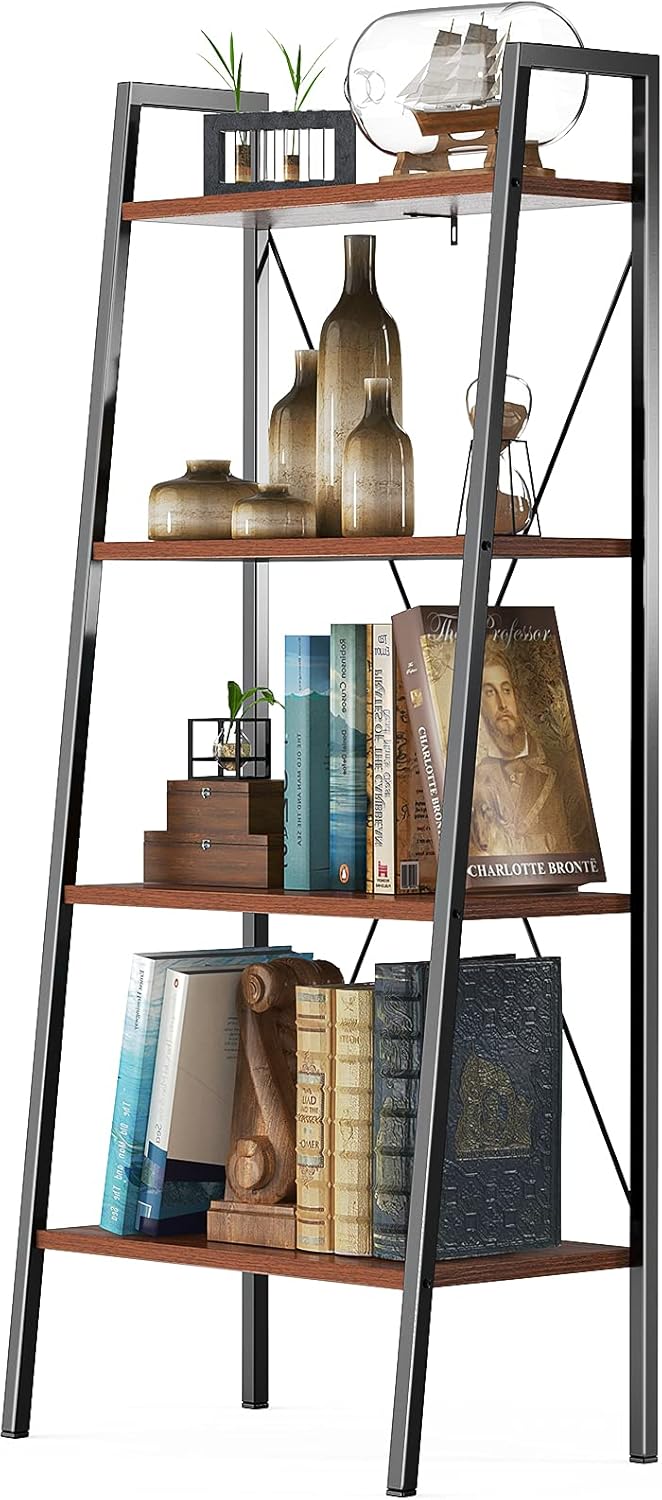 4-Tier Industrial Ladder Bookcase P9823