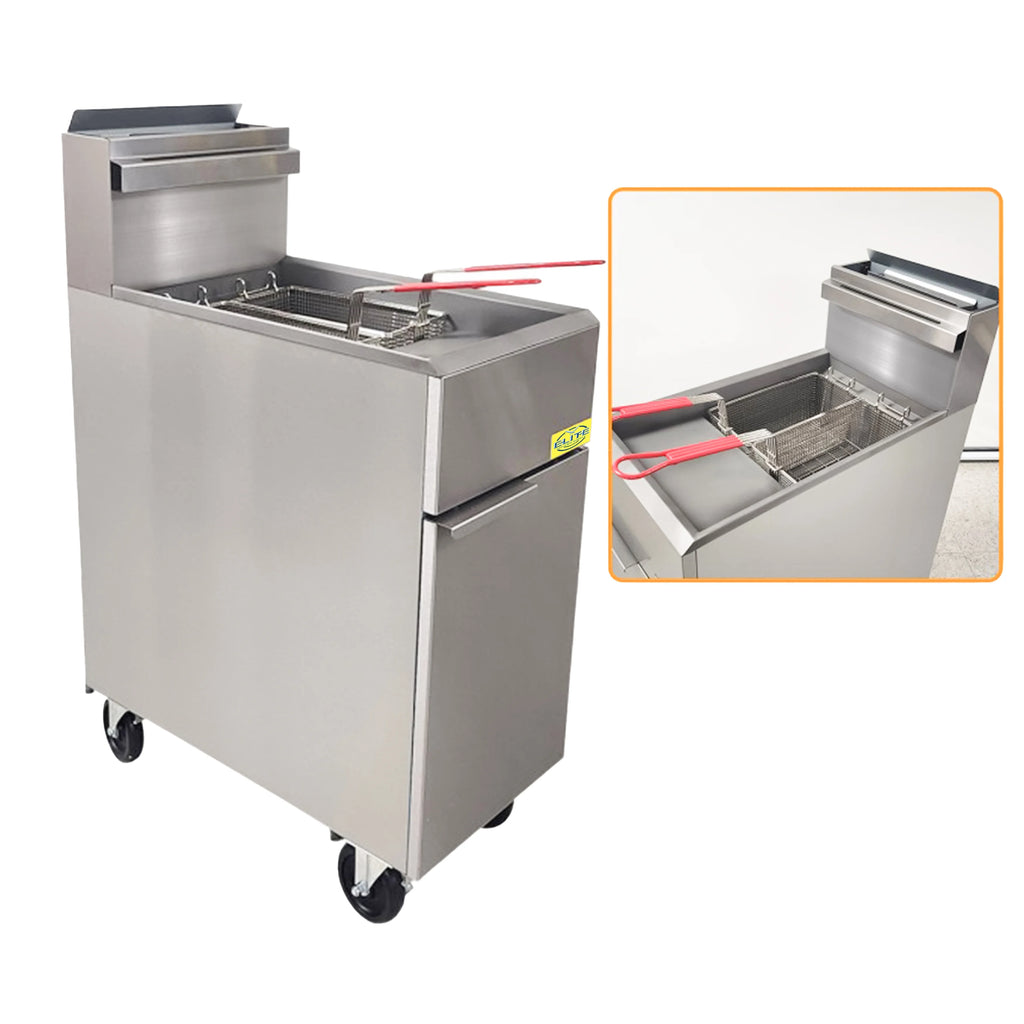 40 lbs Commercial Natural Gas Deep Fryer 90,000 BTU Dual Tanks L3651