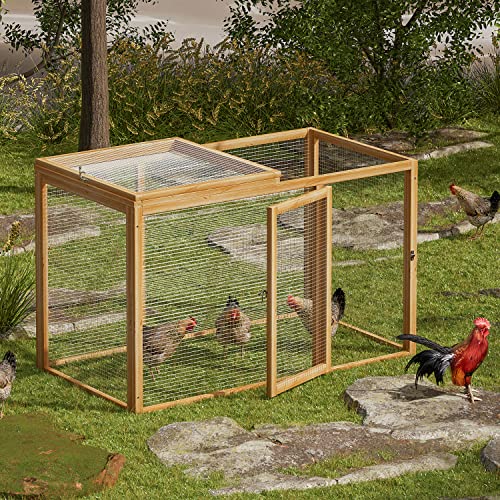 Wood Chicken Cage Rabbit Hutch with Openable Roof and Side Door, 45 x 24 x 28 inch P519