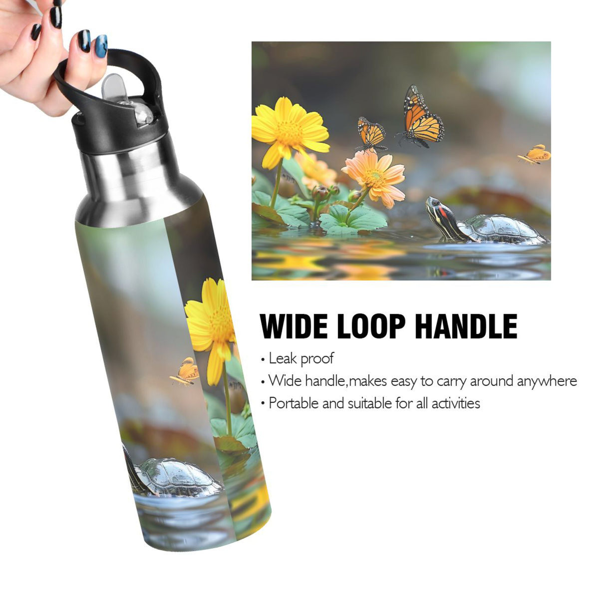 20 oz Insulated Stainless Steel Water Bottle with Straw Lid G409
