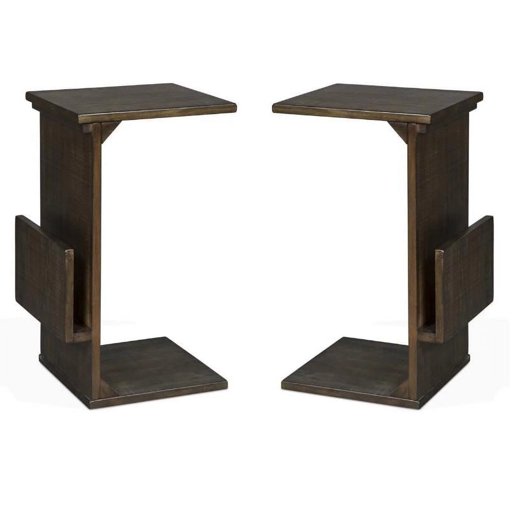 14" Mahogany Wood Chairside Table Set of 2 I58286