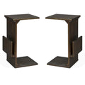 14" Mahogany Wood Chairside Table Set of 2 I58286
