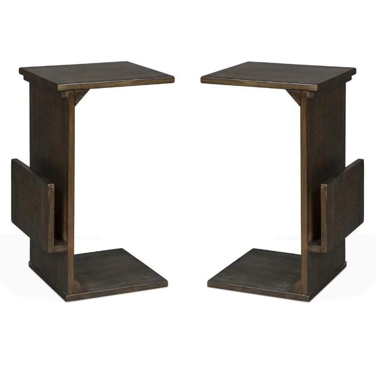 14" Mahogany Wood Chairside Table Set of 2 I58286