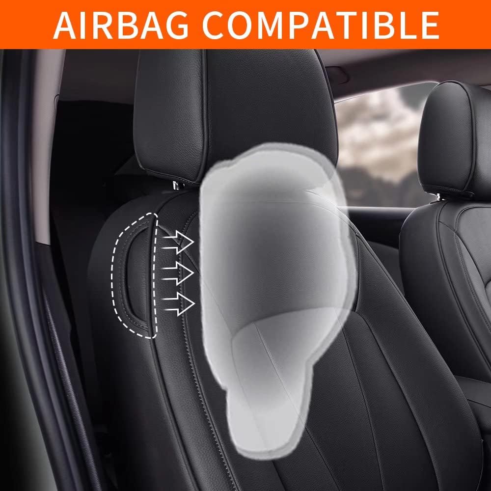 Faux Leather Car Seat Cover Full Set Front Rear Seat Black 5 Seats A14783