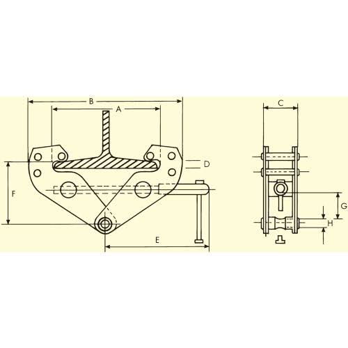 5 Ton Lifting Beam Clamp, 10000 lbs. Y8267