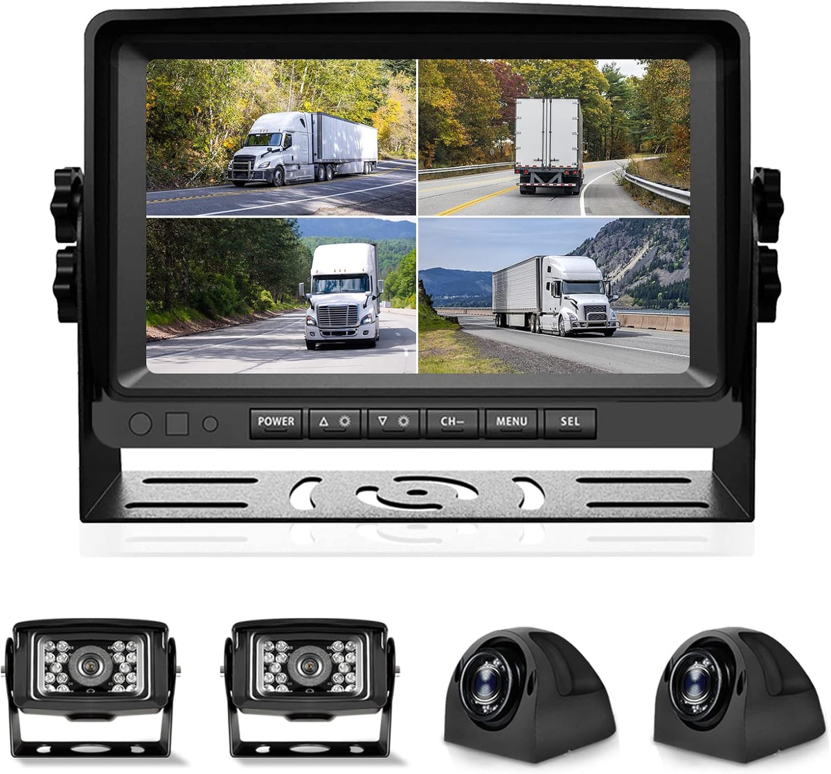 1080P 9" Wired Backup Camera System Kit with Built-in DVR, IP69 Waterproof, Split Screen, Night Vision Reversing Camera I6024