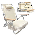Tassel Backpack Beach Chair 5 Positions Cup Holder Padded Pillow Lightweight Rustproof Aluminum Black Frame 1 Pack TAN Z749842
