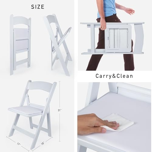 White 4 PCS Lightweight Resin Folding Chairs with Padding G1269
