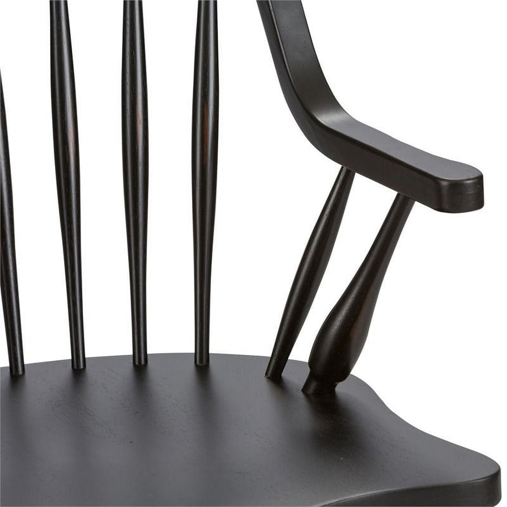 2 Piece Black Wood Dining Arm Chair Set F27830