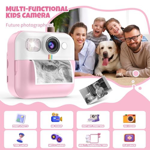 Blue 1080P Instant Print Kids Camera Toy B3452