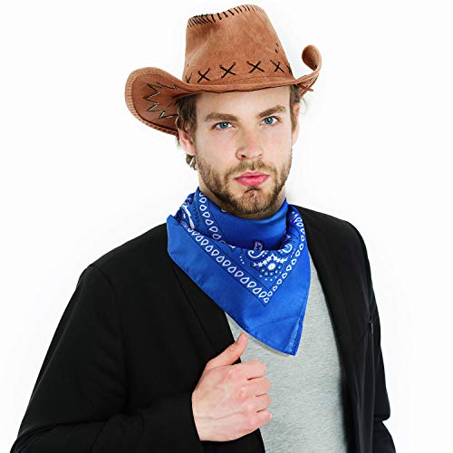 6 Set Western Cowboy Hat with Bandanna S814807