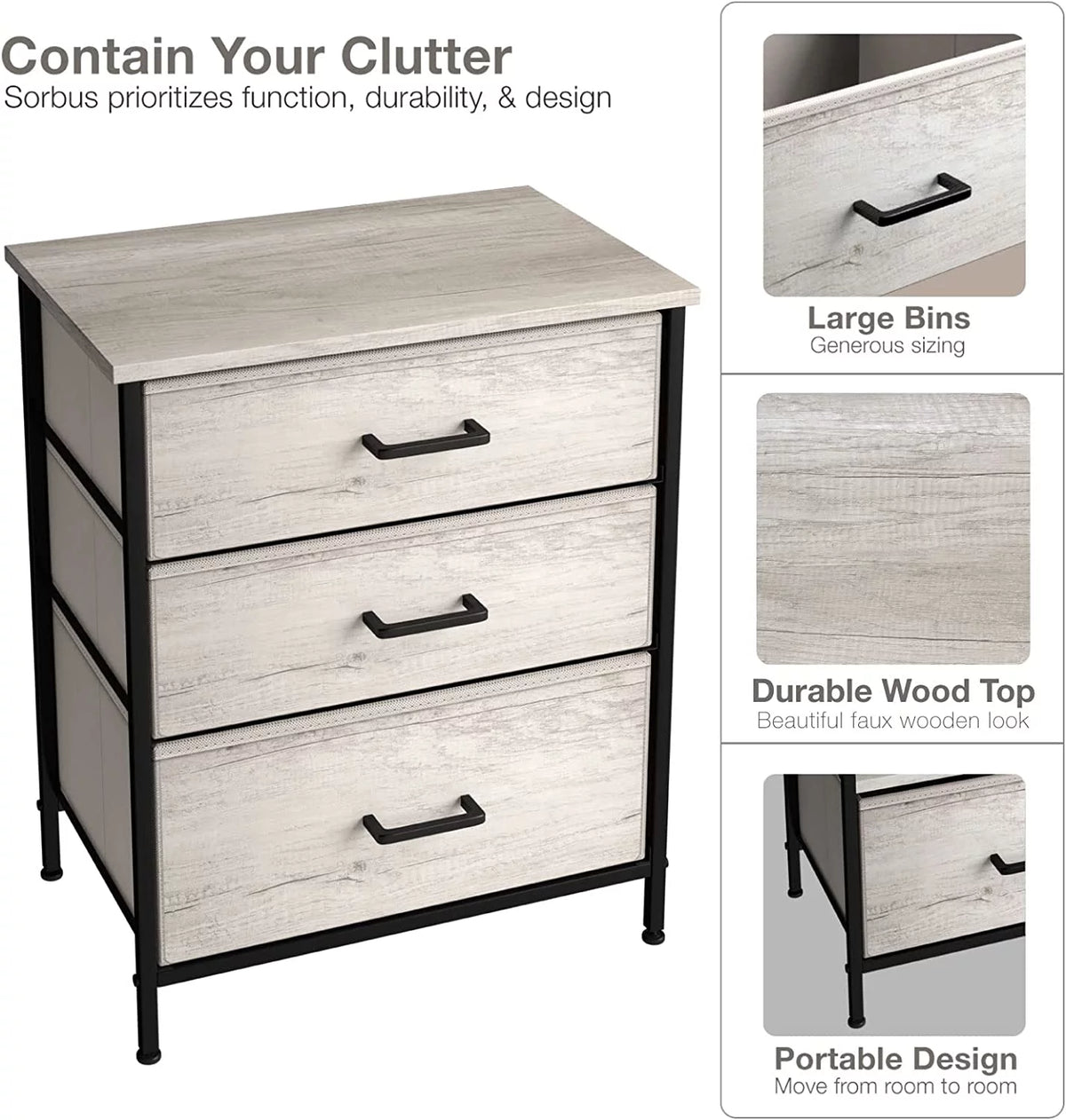 3 Drawer Nightstand X19526