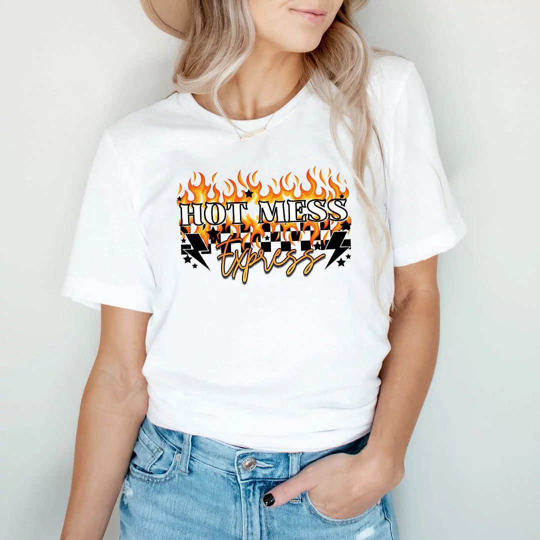 Checkered Short Sleeve Graphic Tee Q9136