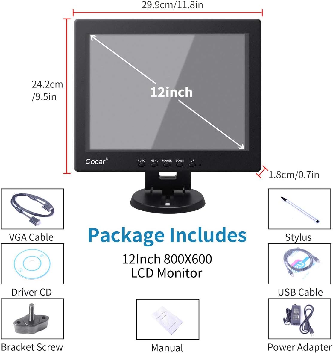 12 Inch LCD Touchscreen Monitor POS Systems V4384