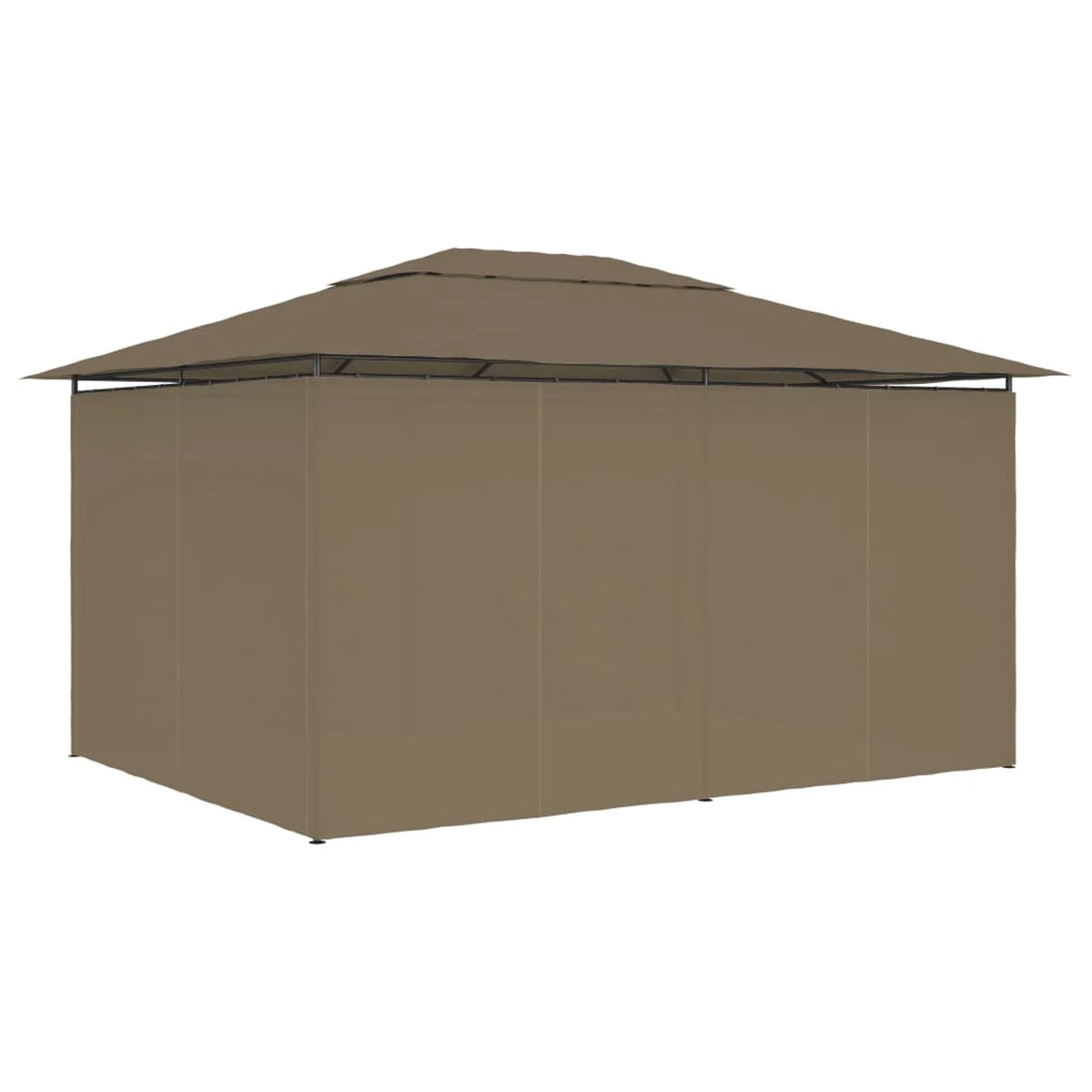Taupe Outdoor Gazebo Canopy with Curtain Fabric Roof H5859