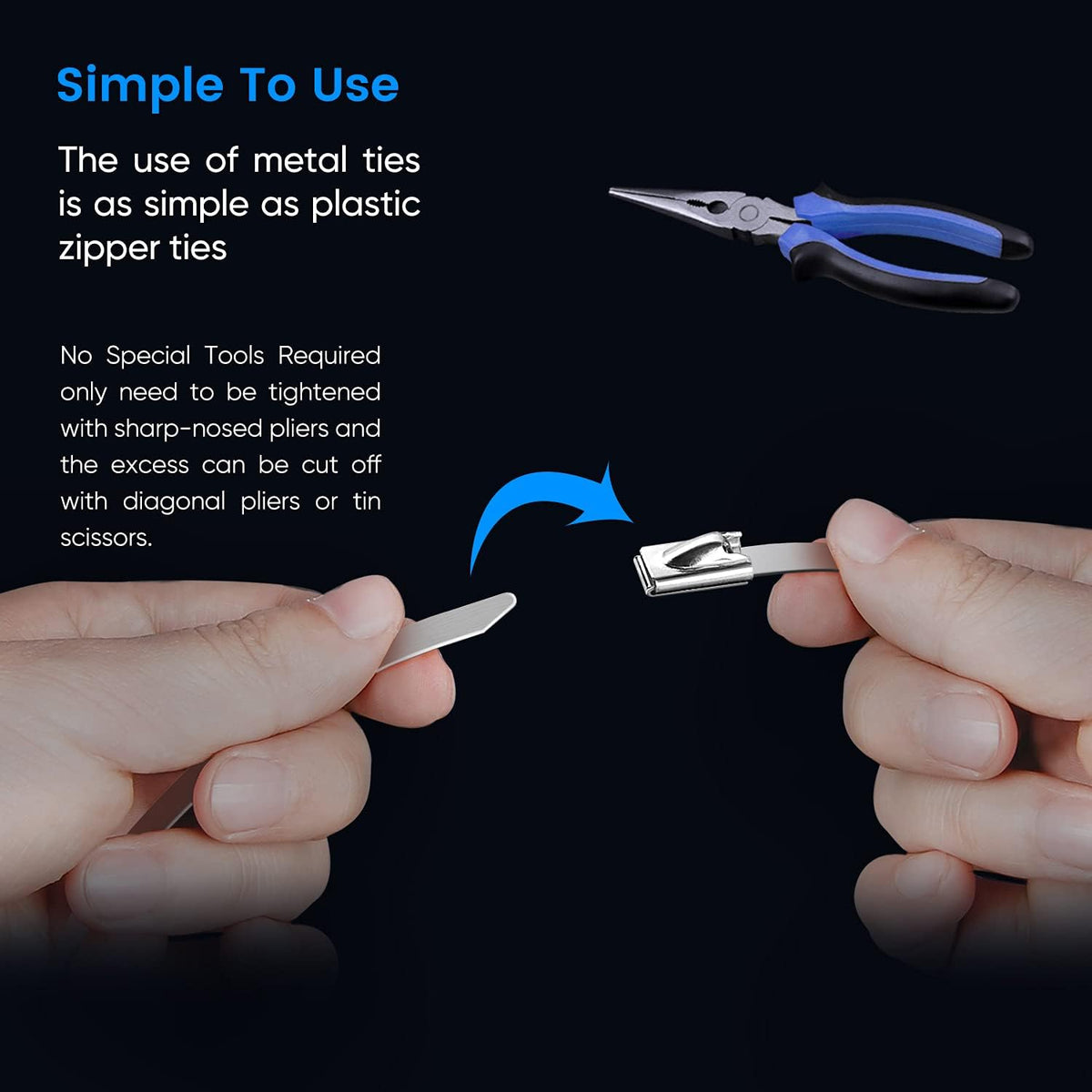 Metal Zip Ties, 100 Pcs 11.8 Inch, 304 Stainless Steel Cable Ties J441
