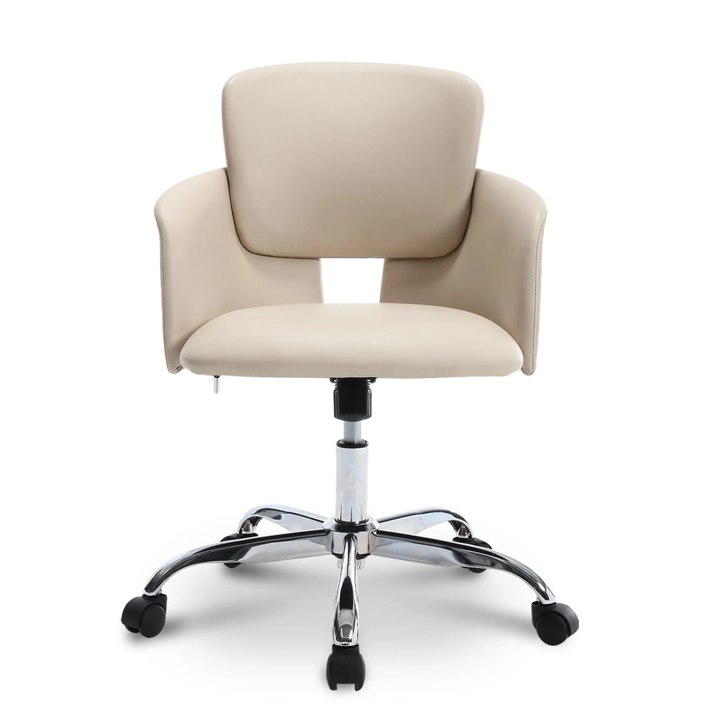 Beige Adjustable Height PU Leather Ergonomic Office Chair V13411