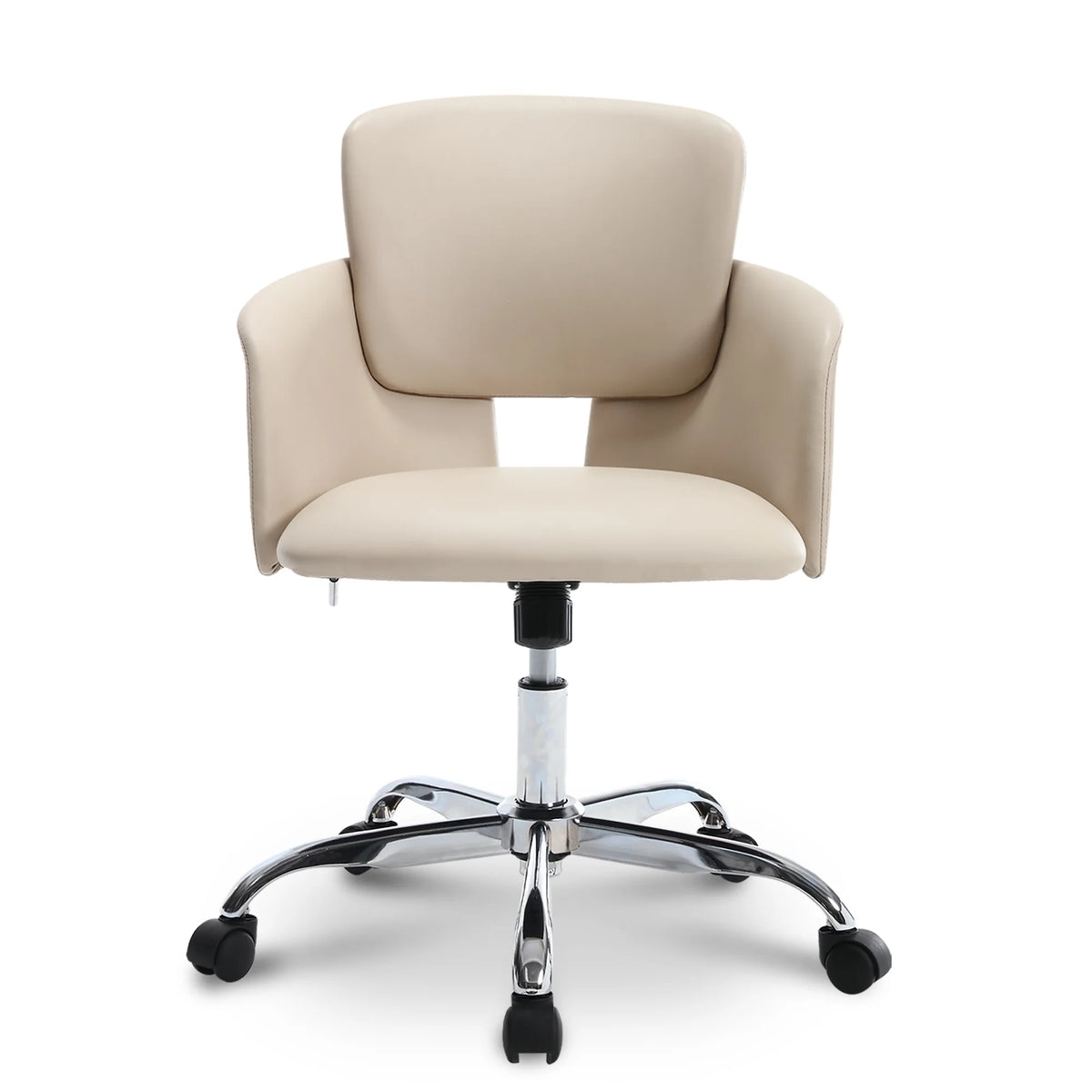 Beige Adjustable Height PU Leather Ergonomic Office Chair V13411
