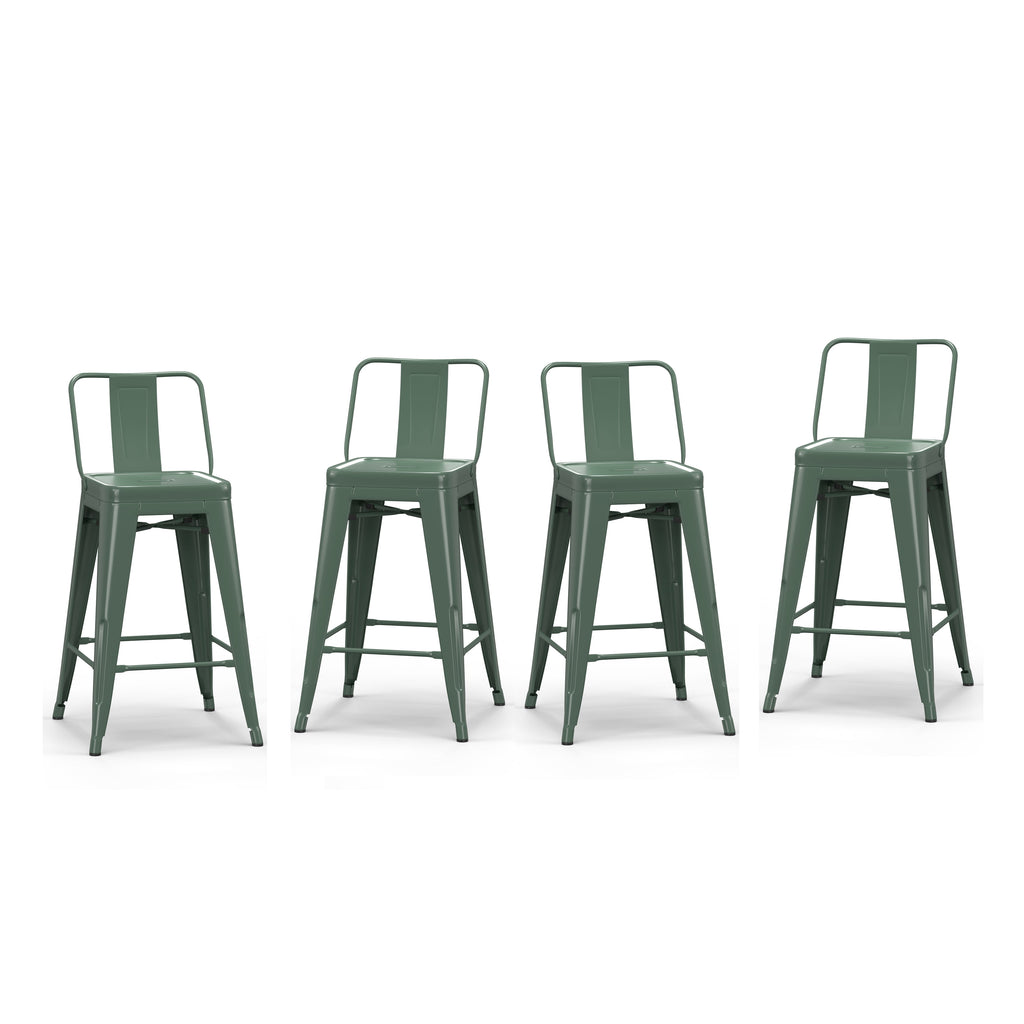 Sage Green Industrial Metal Counter Stool Set of 4 Q665