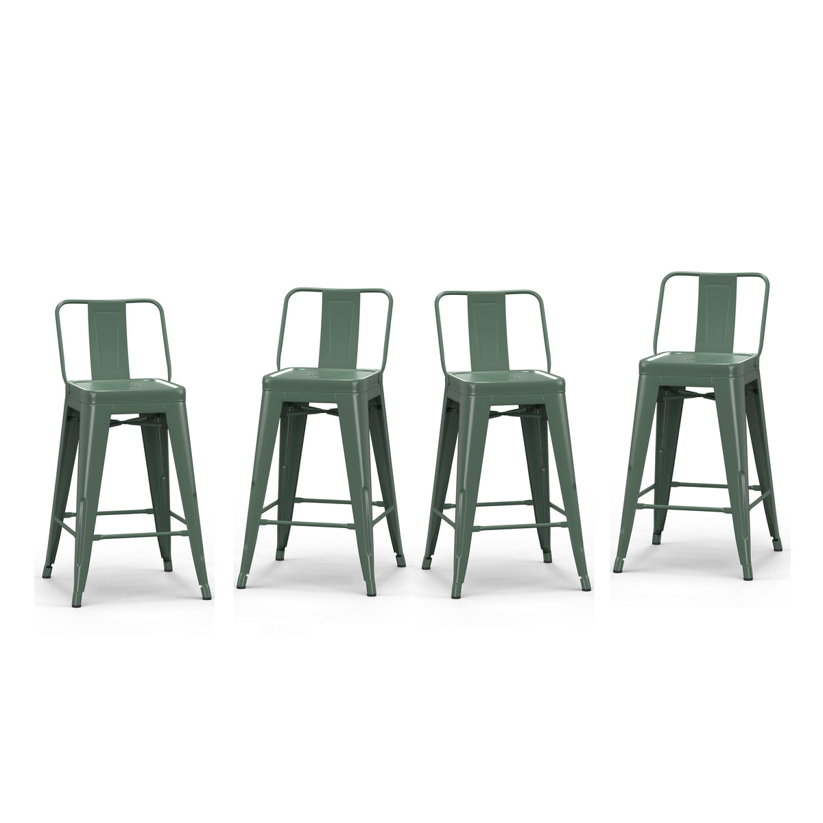 Sage Green Industrial Metal Counter Stool Set of 4 Q665