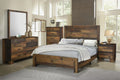 5-piece Eastern King Panel Bedroom Set Rustic Pine V18355