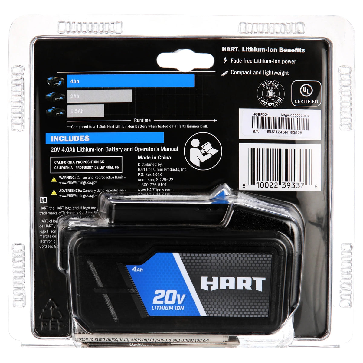 20V Lithium-Ion 4.0Ah Battery U7892