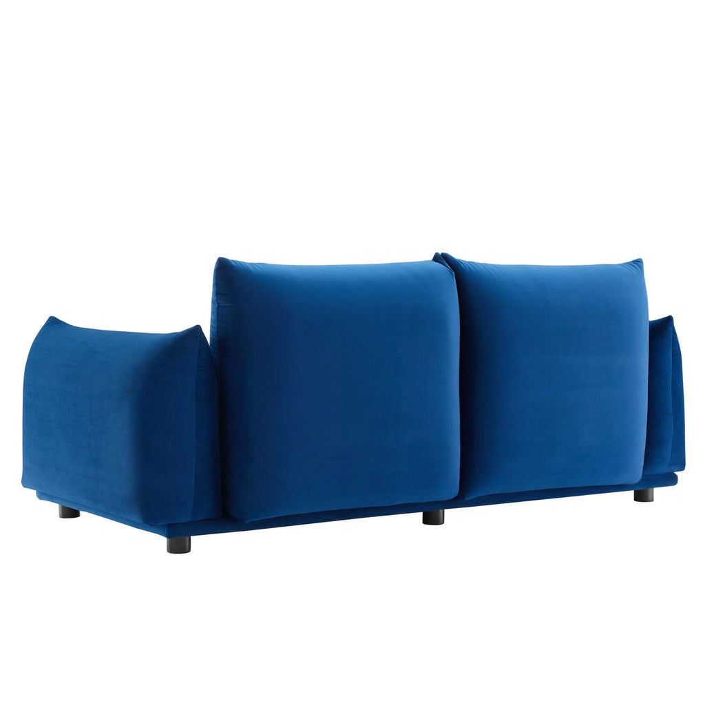 Blue Navy Velvet Loveseat Sofa T180