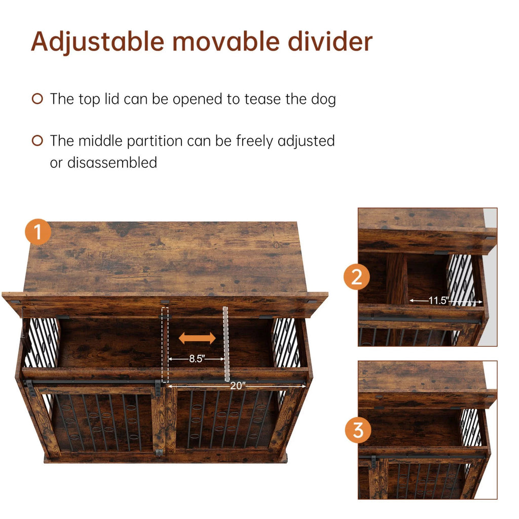Large Wooden Dog Crate Furniture with Wheels K978