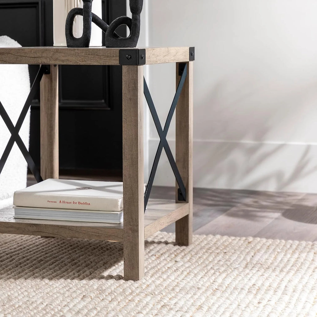 18 Inch Grey Wash Side Table Z249