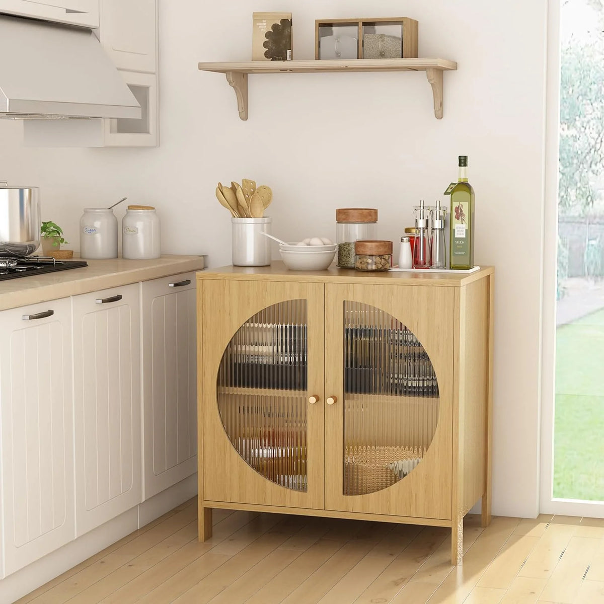 Buffet Cabinet with Storage and Glass Doors O302087