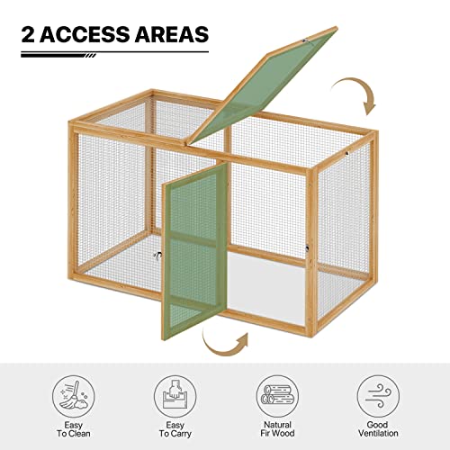 Wood Chicken Cage Rabbit Hutch with Openable Roof and Side Door, 45 x 24 x 28 inch P519