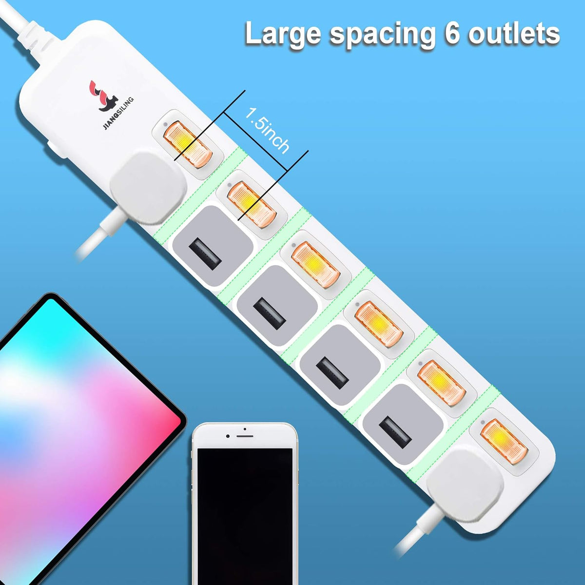 4 Outlets Surge Protector Power Strip with Individual Switch S278