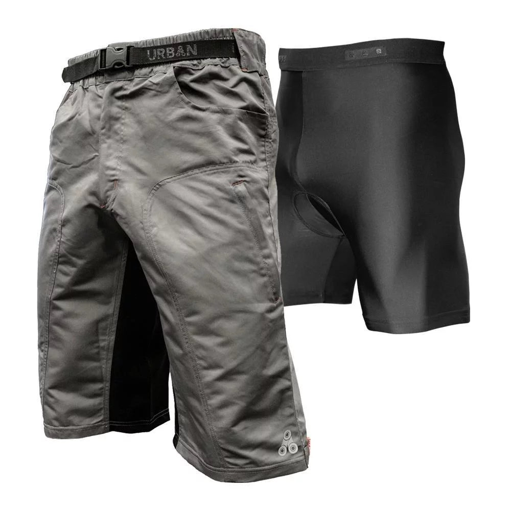 Men's Grey MTB Shorts with Padded Underliner I8532