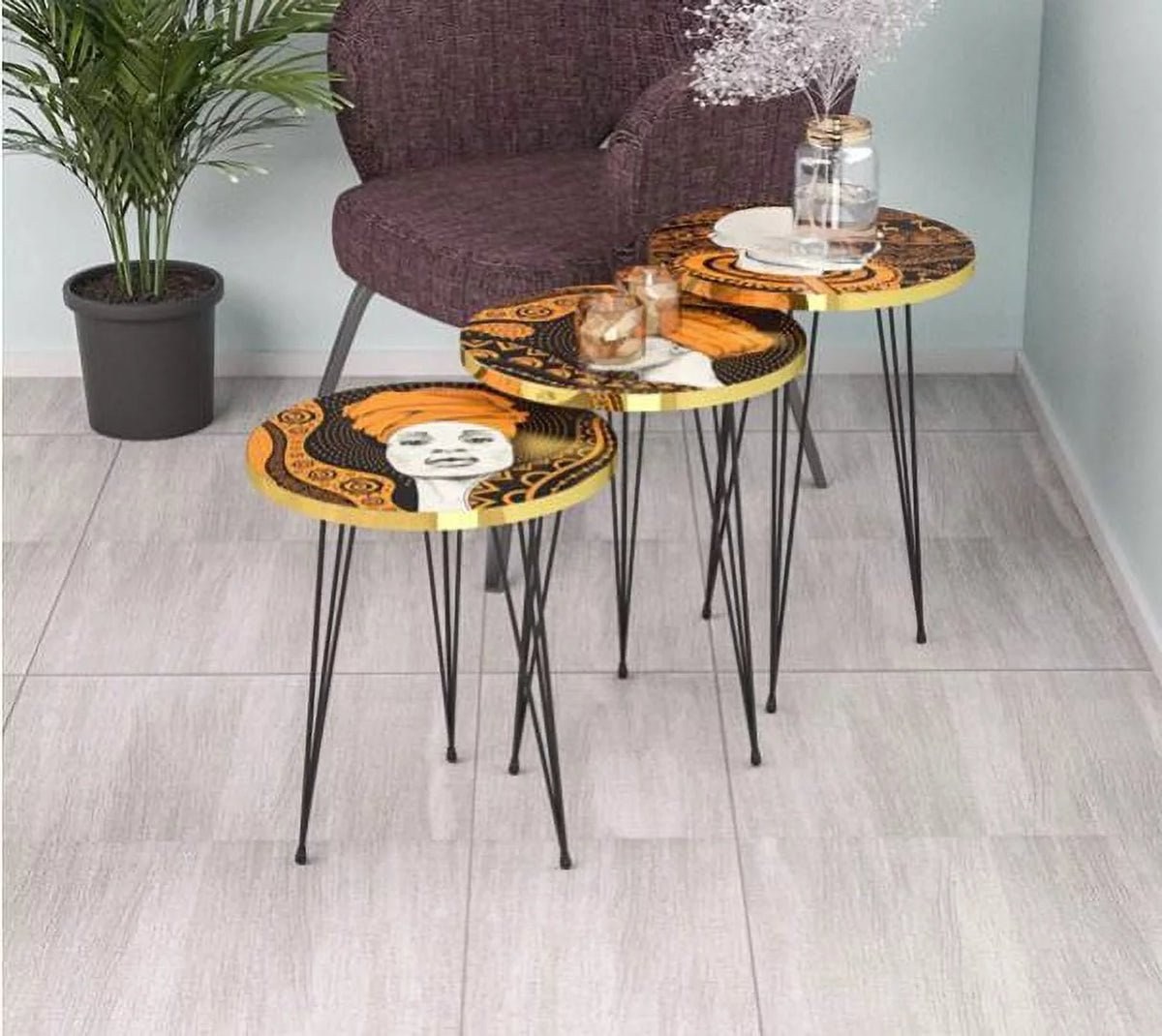 Set of 3 Round Nesting Tables V42013