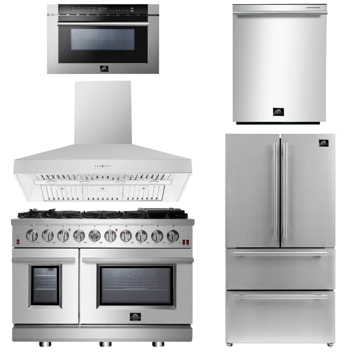 48 Gas Range, Range Hood, 36 Refrigerator, Dishwasher, Microwave Drawer J4681