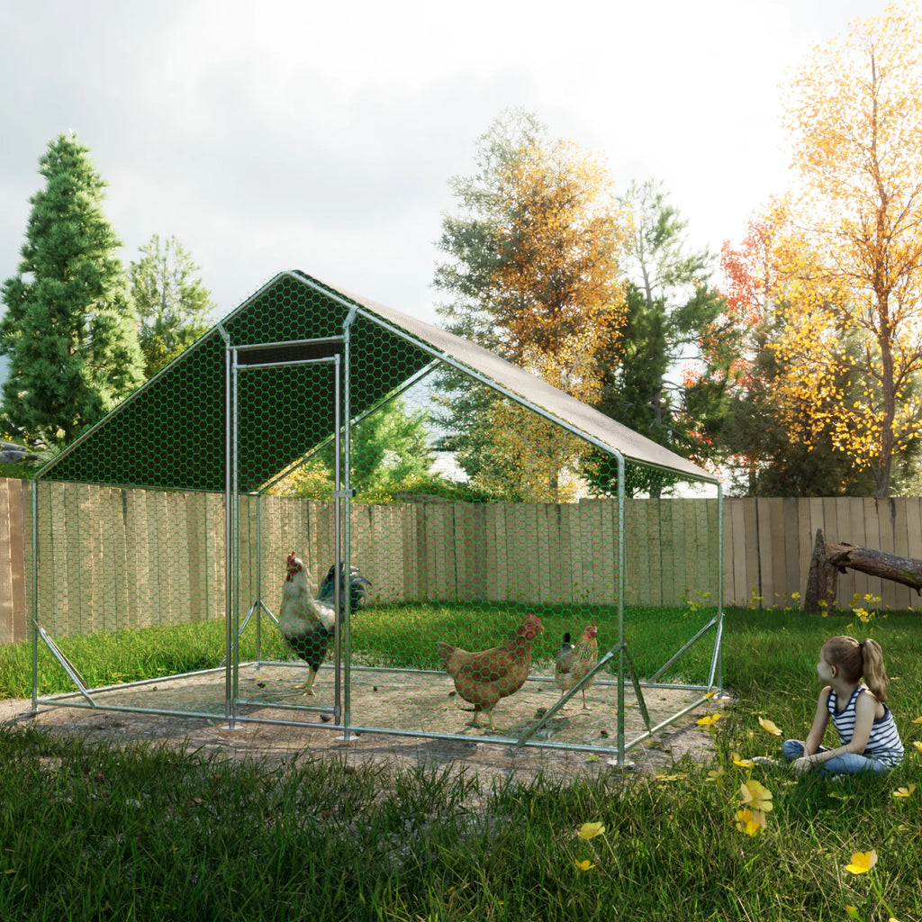 Large Metal Chicken Coop with Waterproof Cover P9866