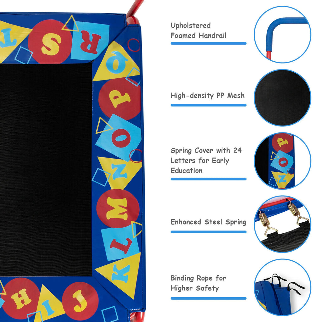 36'' Kids Square Trampoline with Foam Handrail P37783