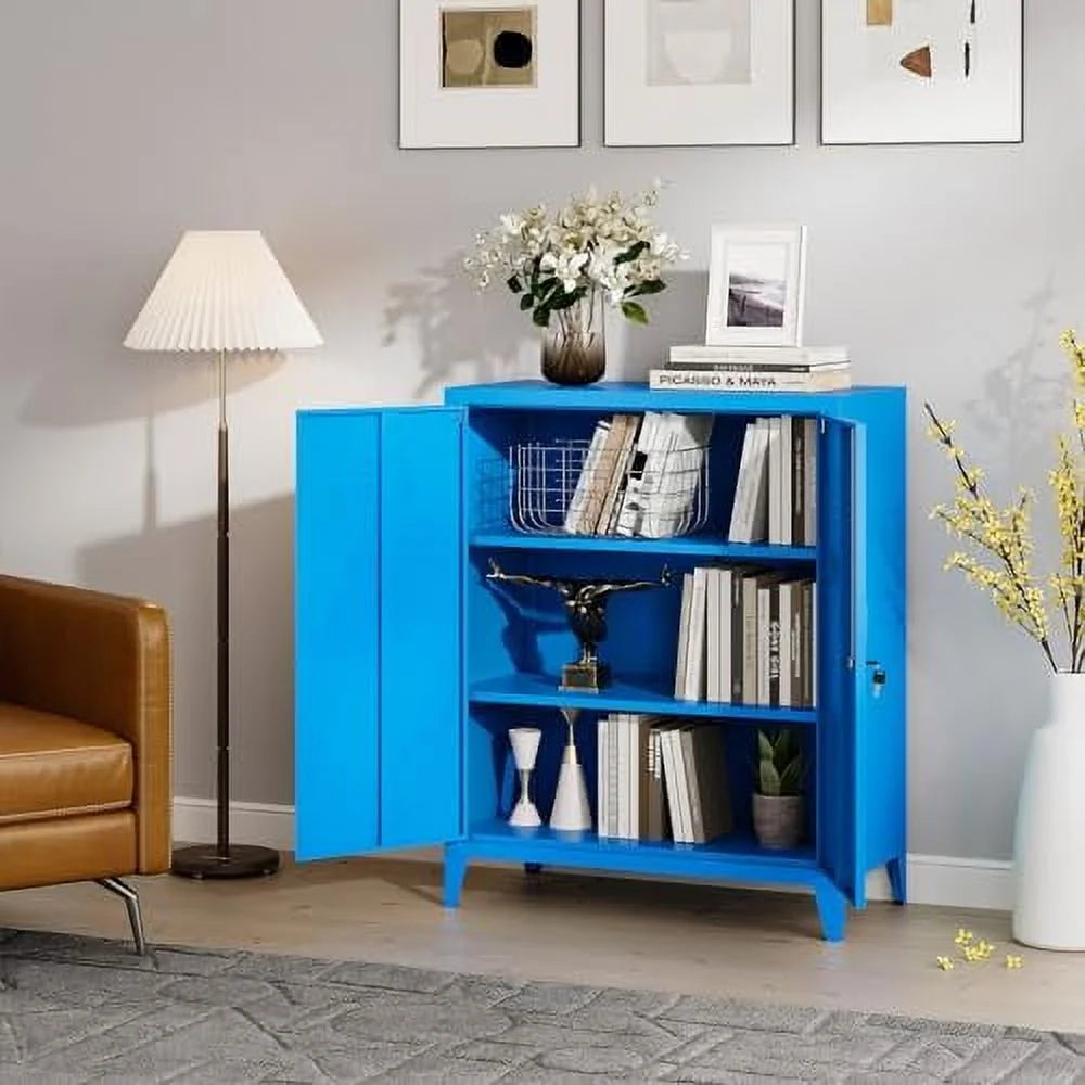 Metal Wardrobe Cabinet with Locking Doors 2 Door Steel Adjustable Shelves Y6608