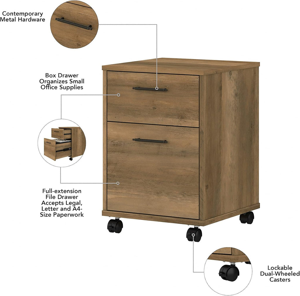 2 Drawer Mobile File Cabinet, Reclaimed Pine R364305