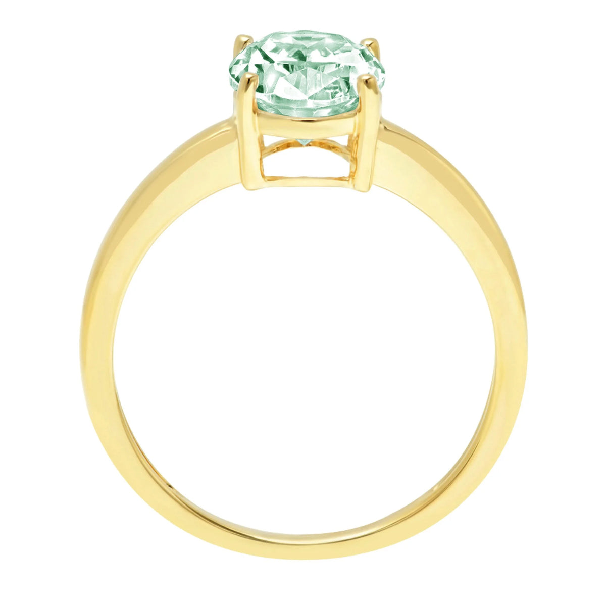 Oval Cut Green Simulated Diamond 18k Yellow Gold Solitaire Ring T937