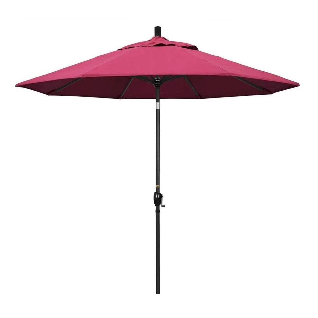 9 ft. Stone Black Aluminum Market Patio Umbrella in Hot Pink Sunbrella U39085