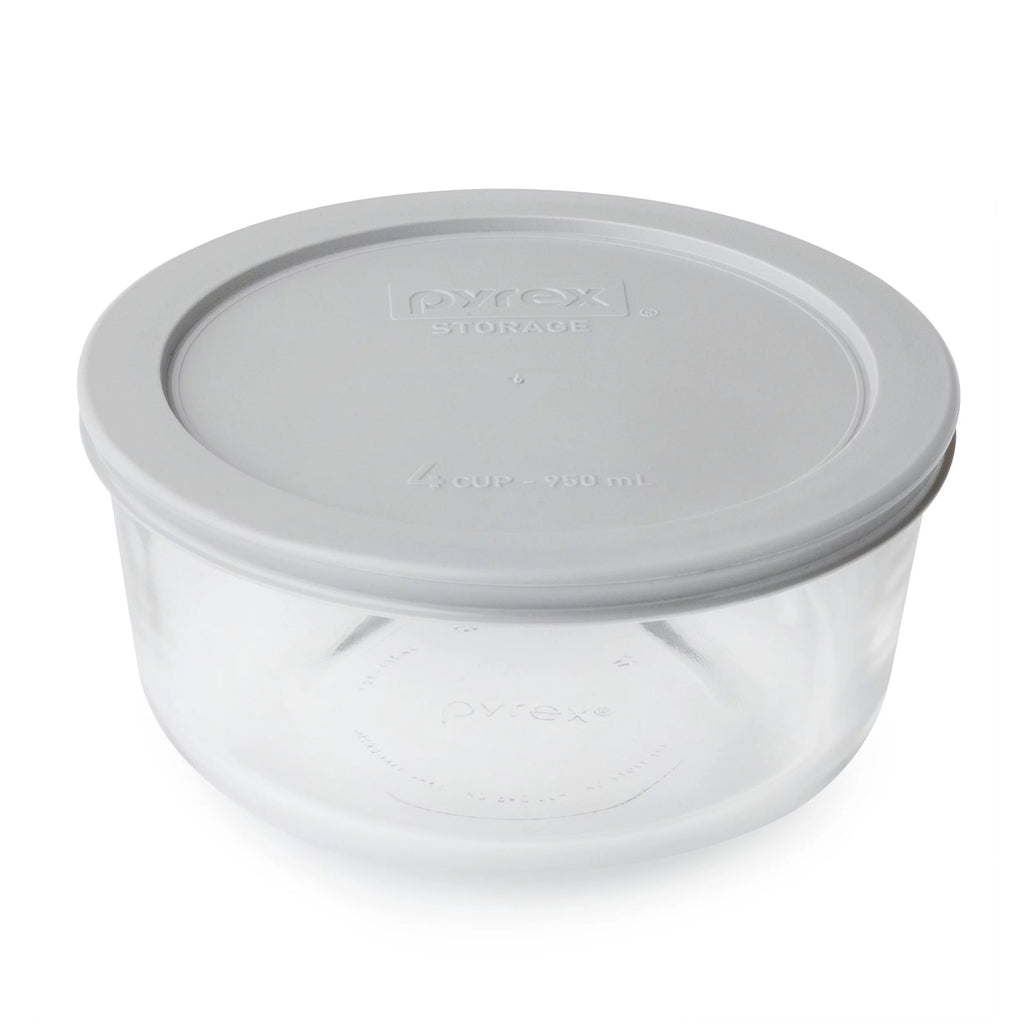 Clear Glass 4-Cup Food Storage Bowl with Lid W399
