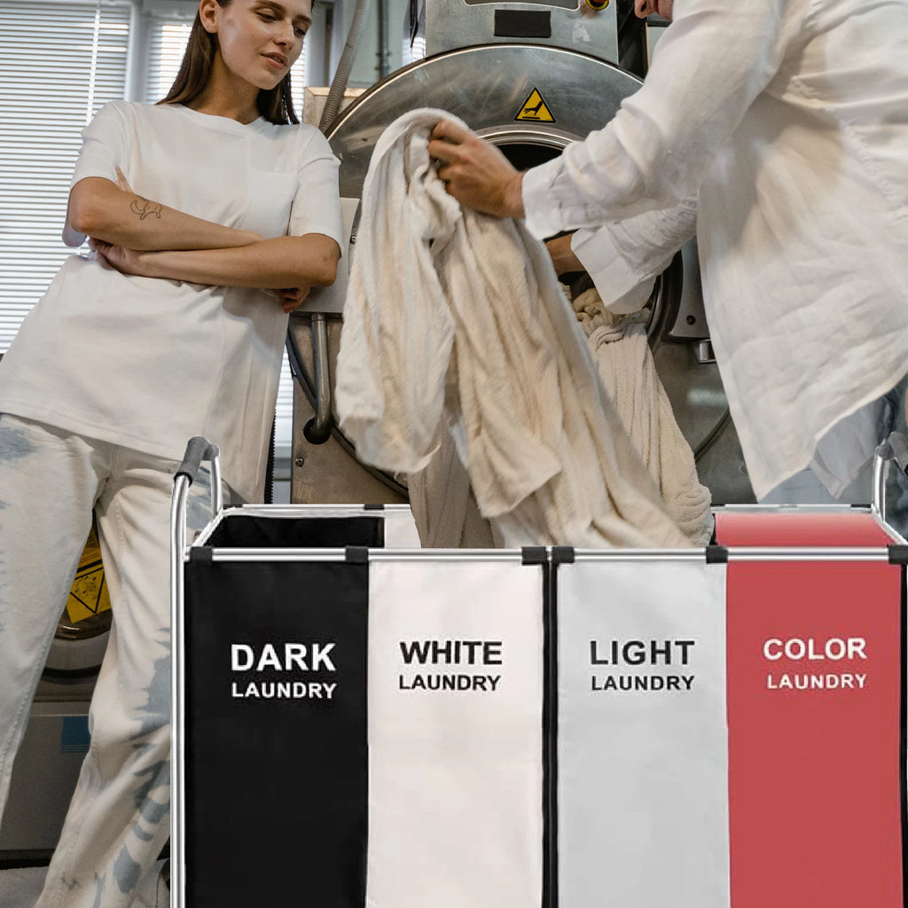 320L 4-Bag Laundry Hamper Sorter with Frame and Wheels R119740
