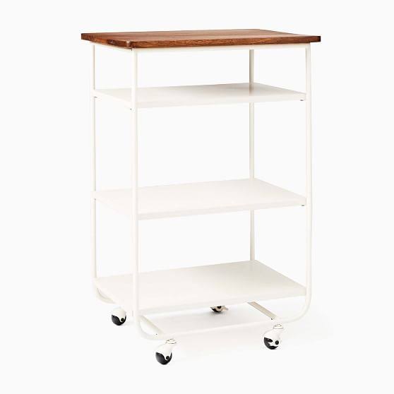 White Cool Walnut Kitchen Cart B906140