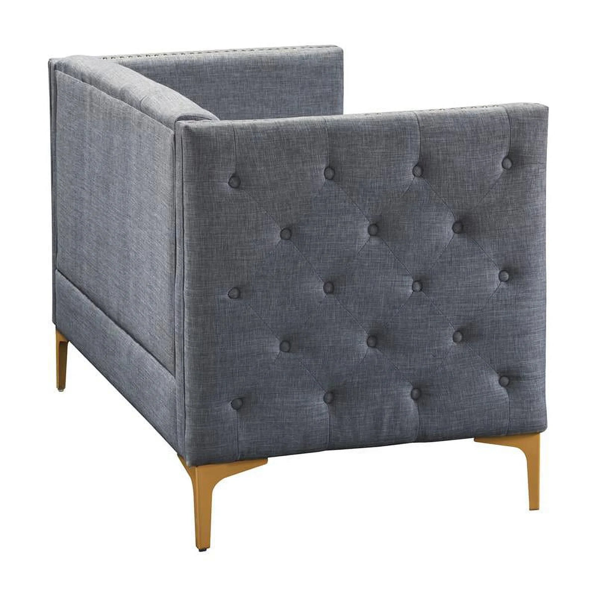 Light Gray Tufted Fabric Loveseat E830773
